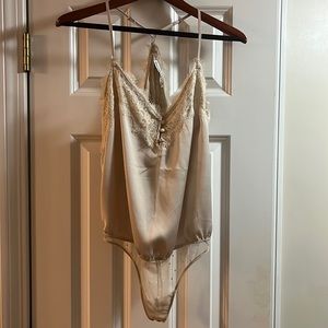 Abercrombie Lace Trim Satin Camisole Bodysuit